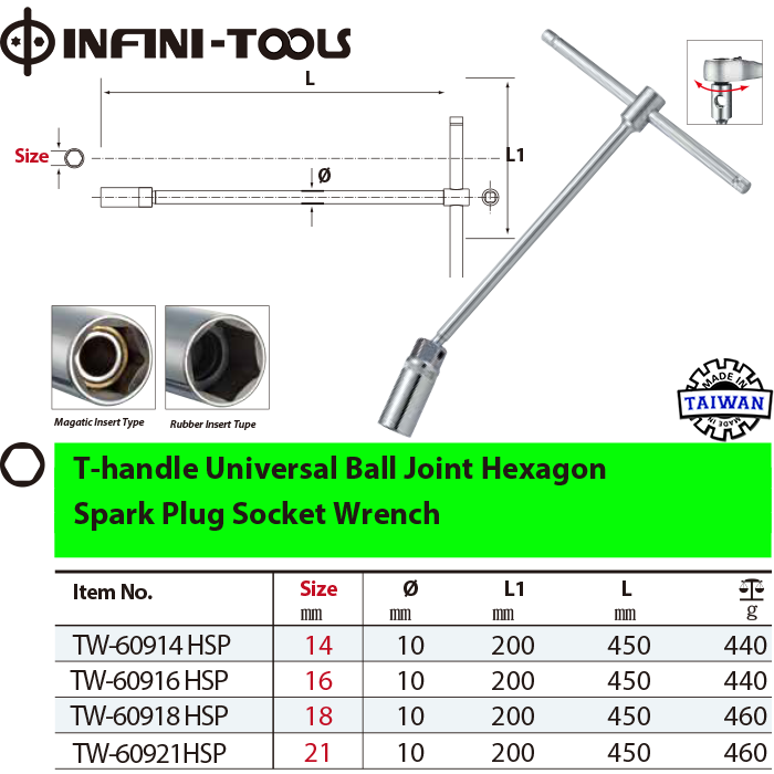 T-Handle Universal Ball Joint Hexagon Spark Plug Socket Wrench_TW-60914HSP (1)